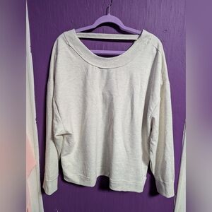 💜 Black Tape_ Heathered Cream Open Back Long Sleeve Sweatshirt 2X 18 20